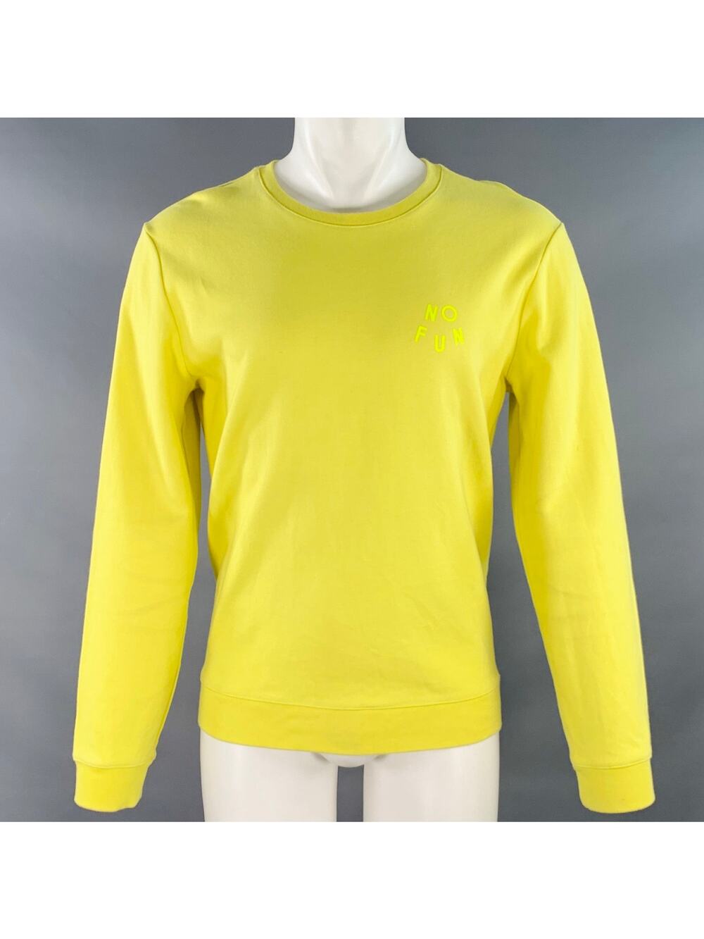 A.P.C. Size M No Fun Neon Yellow Cotton Crew Neck Sweatshirt